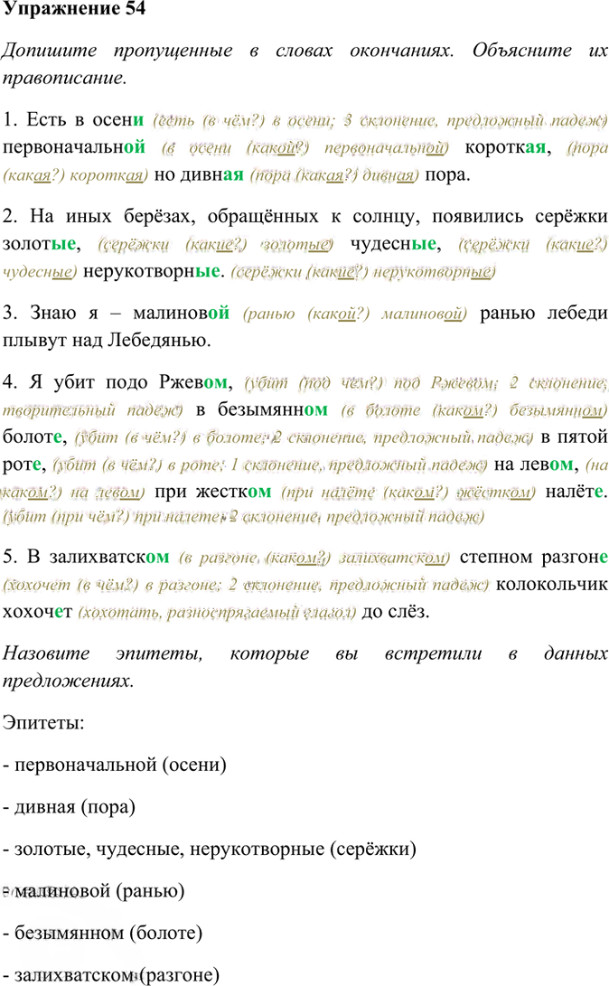 Иллюстрация к решению «Упр.54 ГДЗ Рабочая тетрадь Разумовская 7 класс (Русский язык)», 1
