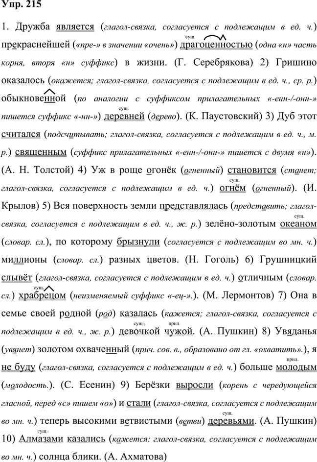 Иллюстрация к решению «Упр.215 Часть 1 ГДЗ Быстрова Кибирева 8 класс (Русский язык)», 1