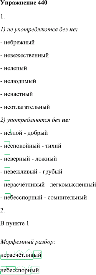 Иллюстрация к решению «Упр.440 ГДЗ Лидман-Орлова Пименова 6 класс (Русский язык)», 1