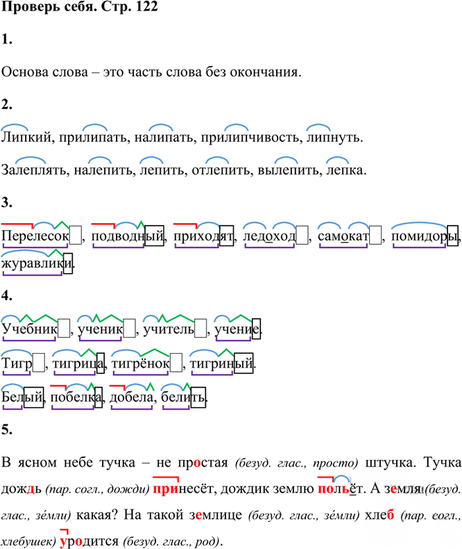Иллюстрация к решению «Проверь себя на стр.122 Часть 1 ГДЗ Климанова Бабушкина 3 класс (Русский язык)», 1